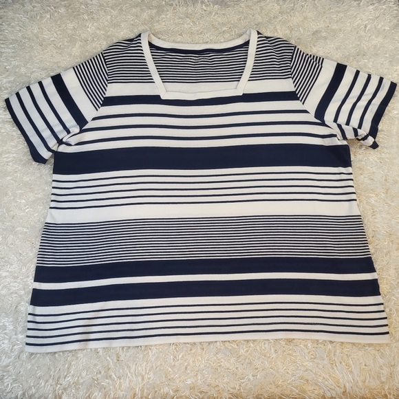 croft & barrow Tops - Croft & Barrow Women's Blouse, Stripes, Blue & White, 3X